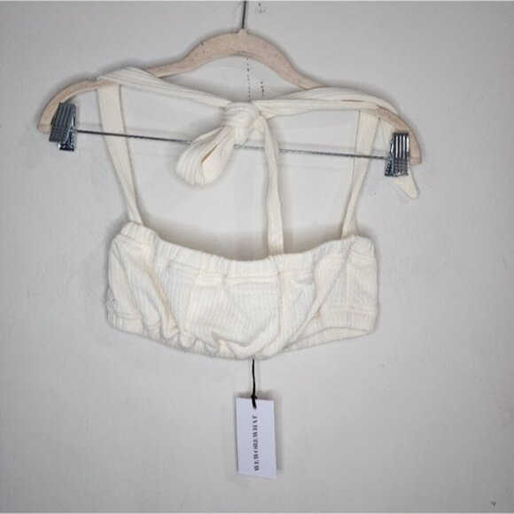 WeWoreWhat Bra Top Women‎ Medium Ivory Revolve Ribbed Stretchy Cropped New - Picture 3 of 10